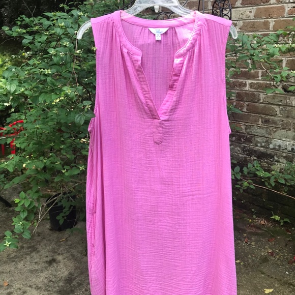 Time & Tru- PINK TEXTURED COTTON  DRESS- Size- XL- NWOT - Picture 2 of 7